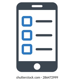 Mobile test icon from Business Bicolor Set. Vector style: bicolor flat symbol, smooth blue colors, rounded angles, white background.