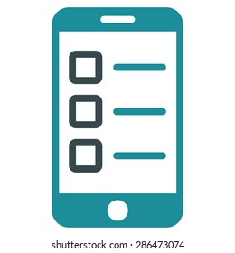 Mobile test icon from Business Bicolor Set. Vector style: bicolor flat symbol, soft blue colors, rounded angles, white background.