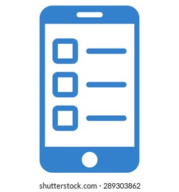 Mobile test icon from Business Bicolor Set. Vector style: flat symbol, cobalt color, rounded angles, white background.