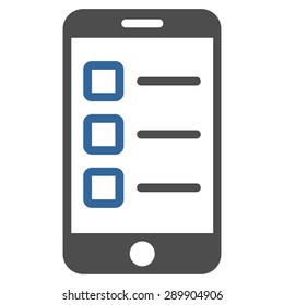 Mobile test icon from Business Bicolor Set. Vector style: bicolor flat symbol, cobalt and gray colors, rounded angles, white background.
