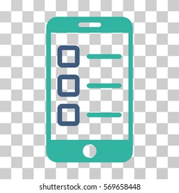 Mobile Test icon. Vector illustration style is flat iconic bicolor symbol, cobalt and cyan colors, transparent background. Designed for web and software interfaces.