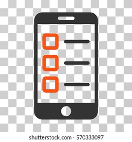Mobile Test icon. Vector illustration style is flat iconic bicolor symbol, orange and gray colors, transparent background. Designed for web and software interfaces.