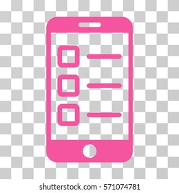 Mobile Test icon. Vector illustration style is flat iconic symbol, pink color, transparent background. Designed for web and software interfaces.