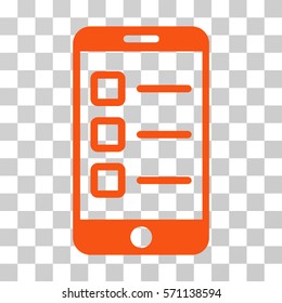 Mobile Test icon. Vector illustration style is flat iconic symbol, orange color, transparent background. Designed for web and software interfaces.