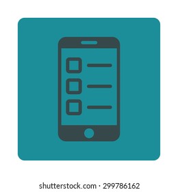 Mobile test icon. Vector style is soft blue colors, flat rounded square button on a white background.