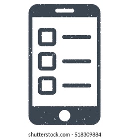 Mobile Test rubber seal stamp watermark. Icon vector symbol with grunge design and corrosion texture. Scratched smooth blue ink sign on a white background.