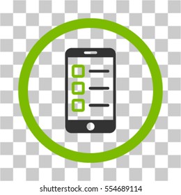 Mobile Test vector icon. Illustration style is flat iconic bicolor eco green and gray symbol on a transparent background.