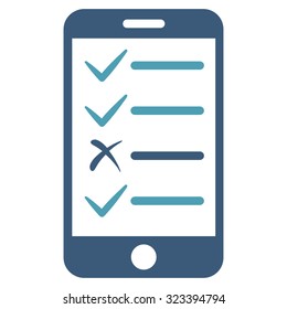 Mobile Test vector icon. Style is bicolor flat symbol, cyan and blue colors, rounded angles, white background.
