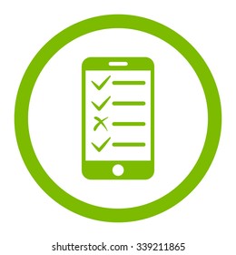 Mobile Test vector icon. Style is flat rounded symbol, eco green color, rounded angles, white background.