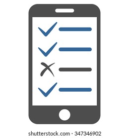 Mobile Test vector icon. Style is bicolor flat symbol, cobalt and gray colors, rounded angles, white background.