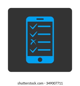Mobile Test vector icon. Style is flat rounded square button, blue and gray colors, white background.
