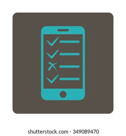 Mobile Test vector icon. Style is flat rounded square button, cyan and grey colors, white background.