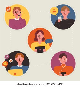 mobile that connect people. vector illustration flat design