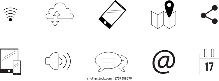 mobile themed icon set vector illustration