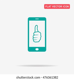 Mobile thumb up icon. Vector concept illustration for design.