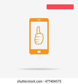 Mobile thumb up icon. Vector concept illustration for design.