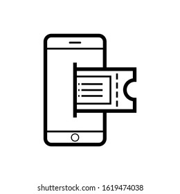 Mobile ticket digital icon design, Virtual ticket online illustration on white background