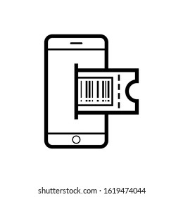 Mobile ticket digital icon design, Virtual ticket online illustration on white background