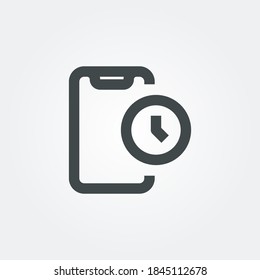mobile time Icon symbol isolated on white background. Vector Illustration
