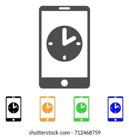 Mobile Time icon. Vector illustration style is a flat iconic mobile time symbol with black, gray, green, blue, yellow color versions. Designed for web and software interfaces.