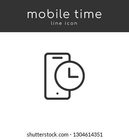 Mobile Time Vector Line Icon