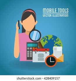 Mobile tools icon set design