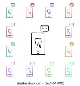 Mobile, tooth, application multi color style icon. Simple thin line, outline vector of dentist icons for ui and ux, website or mobile application