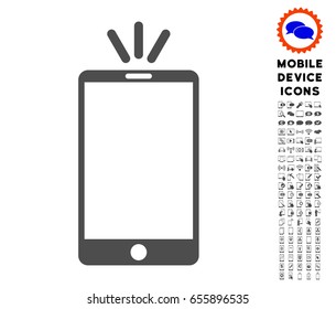 Mobile Torch icon with smartphone pictogram package. Vector illustration style is a flat iconic symbol, gray colors. Designed for web and software interfaces.
