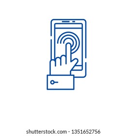 Mobile touchscreen  line icon concept. Mobile touchscreen  flat  vector symbol, sign, outline illustration.