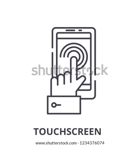 Mobile touchscreen  line icon concept. Mobile touchscreen  vector linear illustration, symbol, sign