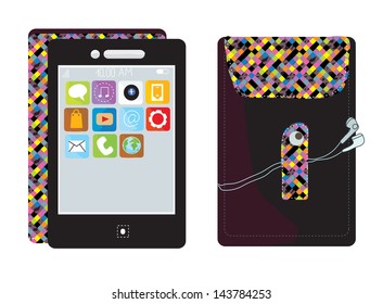 Mobile touchscreen phone with cover funny design