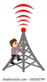 Mobile Tower - Repair - Concept - Vector Illustration