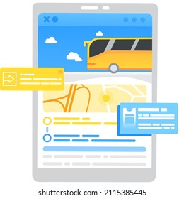 Mobile tracker app vector icon. Application on smartphone offering to get information about city public transport