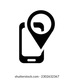 Mobile Tracker Flat Black Icon Isolate On White Background Vector Illustration | Seo Icons