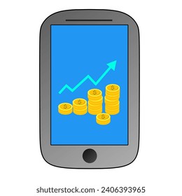 icono de intercambio móvil. vector. ilistración. beneficios. dólar. moneda de pila.