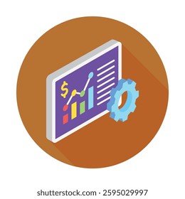 Mobile Trading rounded isometric 3d, mini illustration icon, use for modern concept, UI or UX kit, web and app development. related to business, finance, economy..