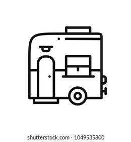 Mobile Trailer Line Icon. Camping Caravan Trailer Home.