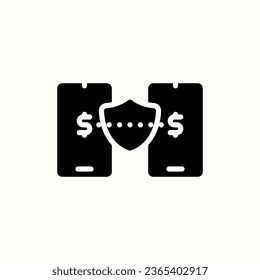 icono negro de transacción móvil, icono aislado en fondo claro, perfecto para sitio web, blog, logotipo, diseño gráfico, medios sociales, interfaz de usuario, aplicación móvil