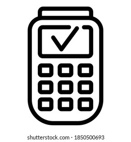 Icono de transacción móvil. Icono de vector de transacción móvil de contorno para diseño web aislado en fondo blanco