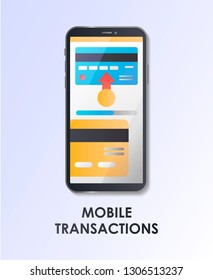 Mobile transaction. Payment. Material Design UI/UX and GUI Screen. Mobile app, kit, template. User interface display. Concept for web page, banner, presentation, socialmedia. Flat vector illustration.
