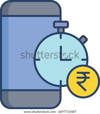 mobile transaction time linear color icon design