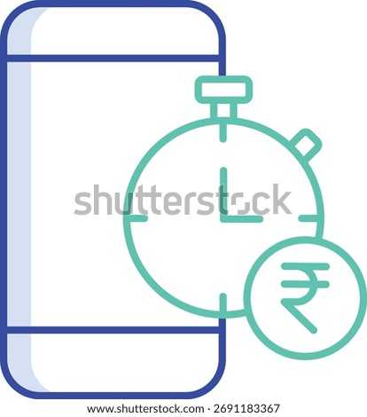 mobile transaction time outline color icon design