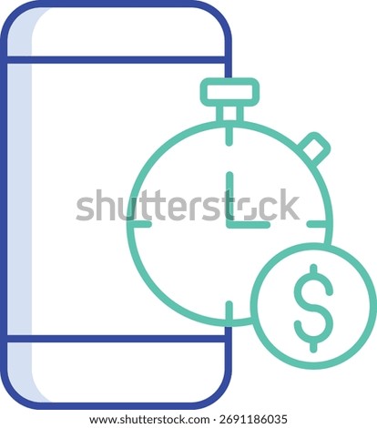 mobile transaction time outline color icon design