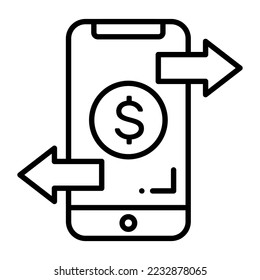 icono del vector de transacción móvil aislado en fondo blanco