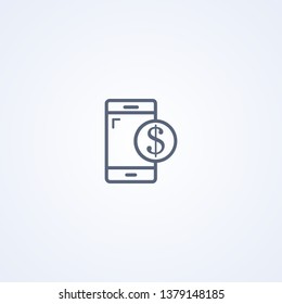 Mobile transactions, vector best gray line icon on white background, EPS 10