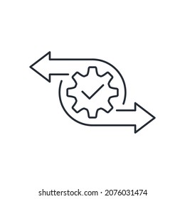 Mobile transfer. Financial or informational data exchange flow. Vector linear icon isolated on white background.