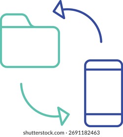 mobile transfer folder outline color icon design