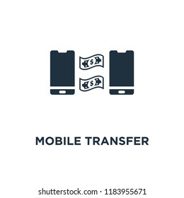 Mobile transfer icon. Black filled vector illustration. Mobile transfer symbol on white background. Can be used in web and mobile.