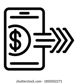 Symbol für mobile Übertragung. Umriss für den mobilen Transfer, Vektorsymbol für Webdesign einzeln auf weißem Hintergrund
