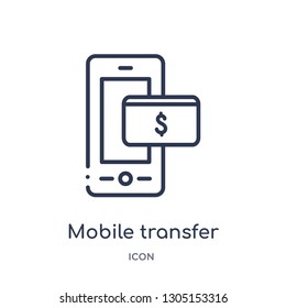 mobile transfer icon from payment methods outline collection. Thin line mobile transfer icon isolated on white background.